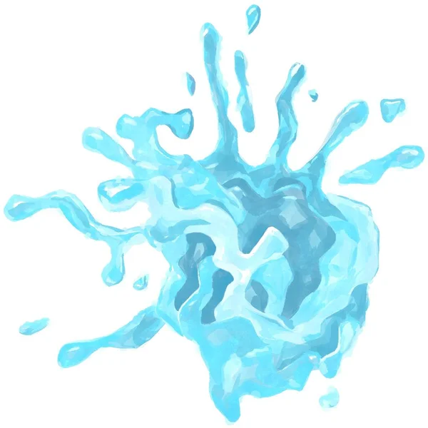 Wassertropfen Plätschern Blaue Spritzflüssigkeit Isoliert Auf Weißem Hintergrund Gestaltungselement Rasterkopie — Stockfoto