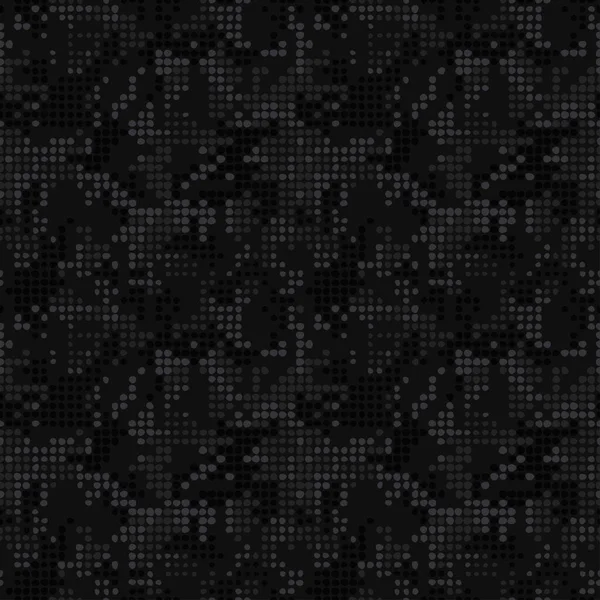デジタルブラックカモフラージュ シームレスなピクセルパターン 都市部の服のスタイルは マスキングドットを繰り返し印刷します ベクターテクスチャ — ストックベクタ