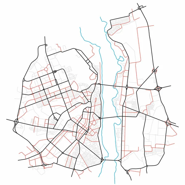 Voronezh Χάρτη Της Πόλης Δρόμους Της Πόλης Για Σχέδιο Χάρτης — Διανυσματικό Αρχείο