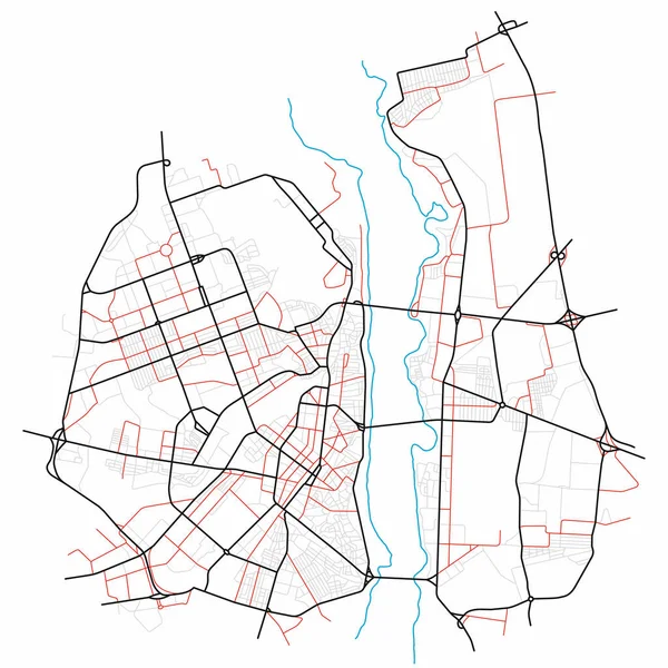 Voronezh Stadsplattegrond Stad Straten Het Plan Kaart Van Het Wegenstelsel — Stockvector