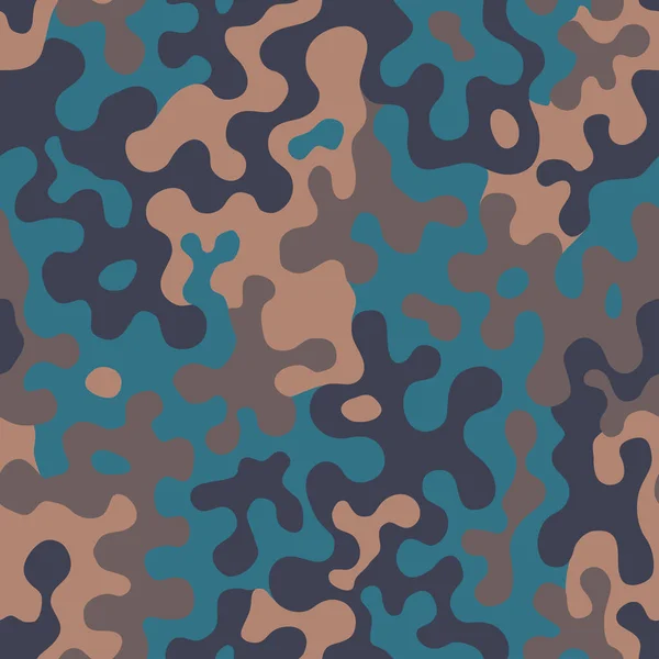 Vektorový Maskovací Vzor Modrý Hnědý Design Trička Vojenská Textura Maskovací — Stockový vektor