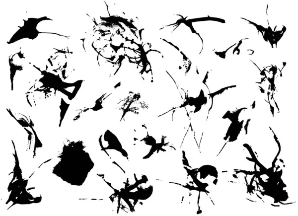 Silhouette Noire Tache Avec Gouttelettes Taches Taches Éclaboussures Tache Encre — Image vectorielle