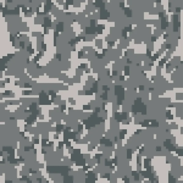 Digital Gray Pixel Camouflage Seamless Pattern Your Design Vector Camo — Stok Vektör