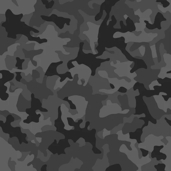 Black Camouflage Pattern Seamless Vector Background Classic Woodland Clothing Style — Stok Vektör