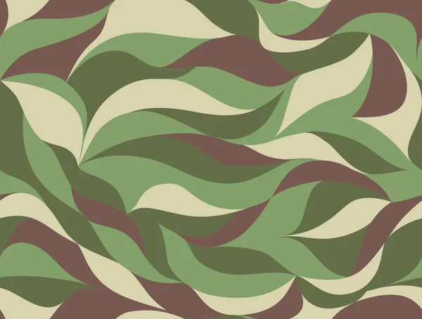 Ondas Rizadas Tracery Líneas Curvas Colores Patrón Pétalos Camuflaje Abstracto — Vector de stock