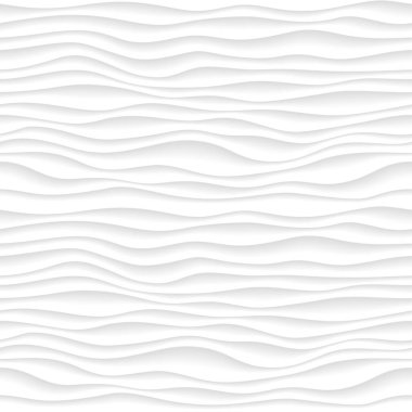 Hacim dalgaları ile soyut gradyan desen. Dunes 3D kabartma, iç duvar dekoratif paneli. Eğri çizgiler arka plan. Beyaz yüzey dokusu. Vektör illüstrasyonu.