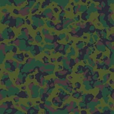 Asker haki rengi yeşil kamuflajlı, kusursuz bir askeri geçmişi var. Ordu giysileri için modern vektör kamuflaj dokusu. Vektör kamuflaj kumaş izi
