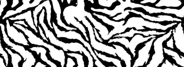 Peau Zèbre Rayures Motif Grunge Empreinte Animale Fond Noir Blanc — Image vectorielle