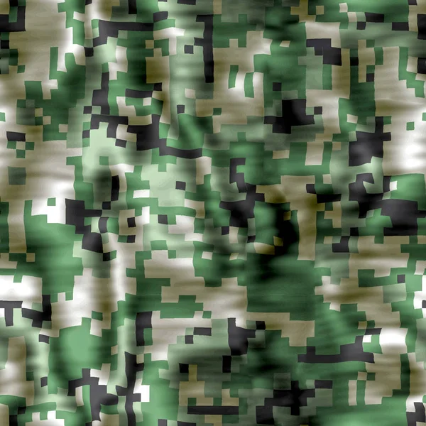 Militare Pixel Caccia Sfondo Mimetico Con Tessuto Spiegazzato Piega Effetto — Foto Stock