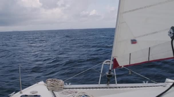 Genieten van uitzicht op zee tijdens cruise — Stockvideo