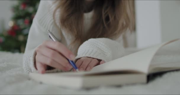 Kız not defterine notlar alır — Stok video