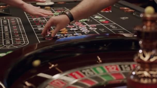 Jugadores de ruleta hacen sus apuestas — Vídeo de stock