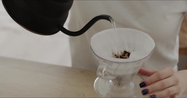 Proces van het zetten van koffie V60 — Stockvideo