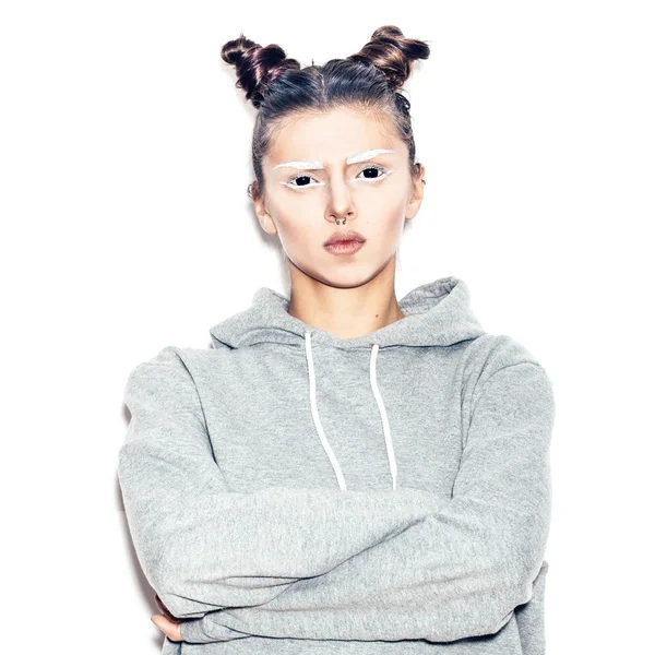 Scary evil woman with black eyes for Halloween concept — Stock Photo, Image