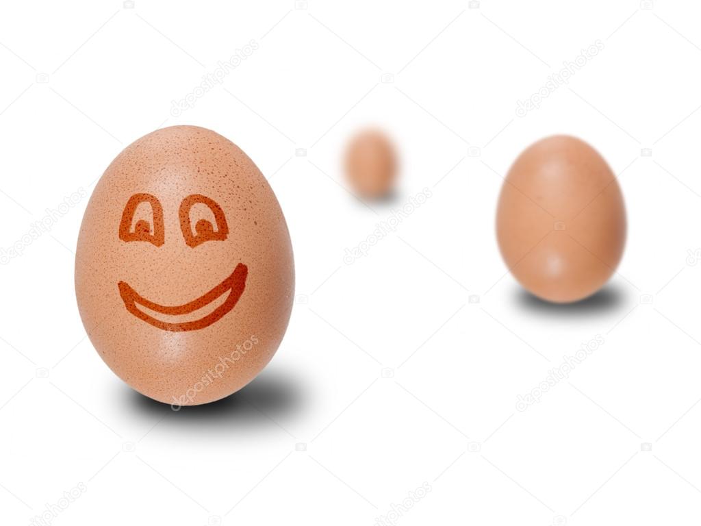 Brown eggs with faces drawn