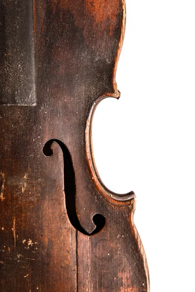 Elszigetelt, régi törött hegedű — Stock Fotó