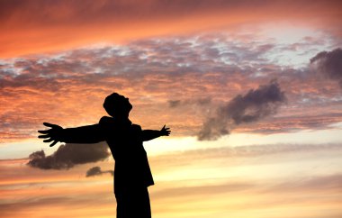 İş başarı kavramı günbatımı gökyüzü ve yapısı ile