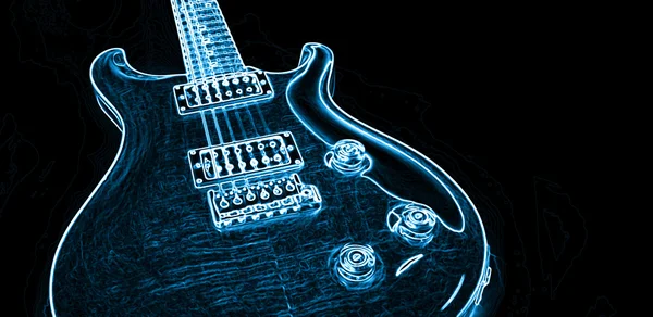 Neon guitarra elétrica conceito de música moderna para folhetos — Fotografia de Stock