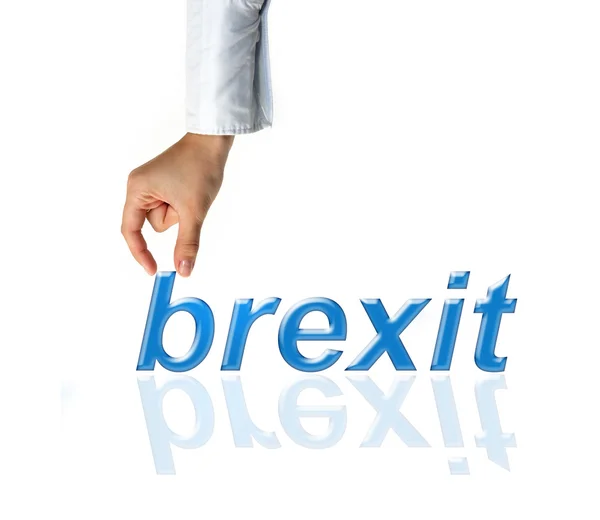 Brexit concept met hand en word — Stockfoto