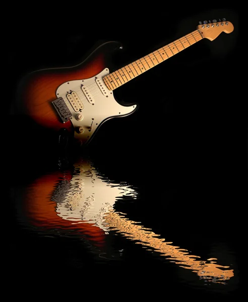 Reflection of the electric guitar in the water — Stock Photo, Image