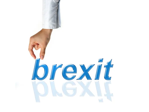 Brexit-konsept med hånd og ord – stockfoto