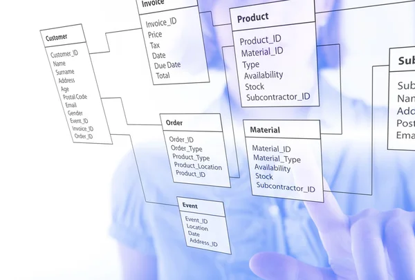 Zakenvrouw ontwerpt een nieuwe database — Stockfoto