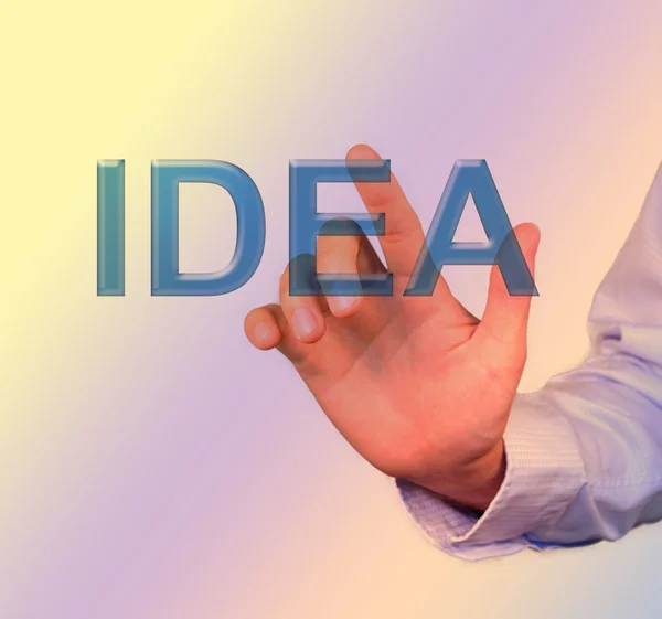 Χέρι και λέξη ιδέα - επιχειρηματική ιδέα — Φωτογραφία Αρχείου