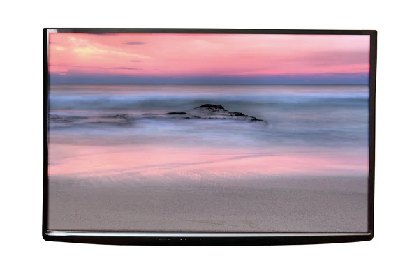 4k Tv na ścianie na białym tle — Zdjęcie stockowe