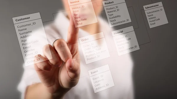 Geschäftsfrau entwirft neue Datenbank — Stockfoto