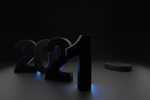 2021年新年快乐 数字横幅 3D渲染设计 — 图库照片