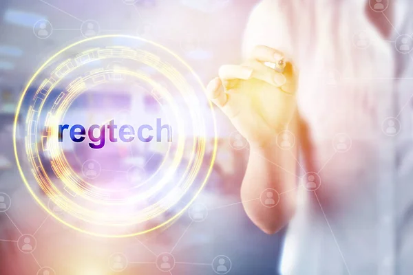 Regtech Conceito Regulação Compliance Financial Control Screen Modern Internet Technology — Fotografia de Stock