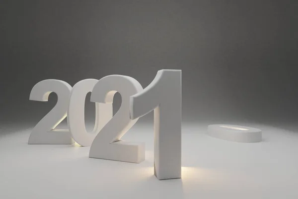 Feliz Ano Novo 2021 Números Banner Design Renderização — Fotografia de Stock