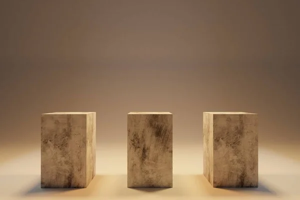 Cubo Vazio Pódio Quadrado Com Fundo Estúdio Mostra Estágio Cena — Fotografia de Stock