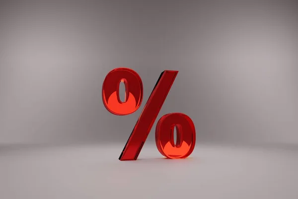 Prozentsatz Symbol Auf Rotem Studiohintergrund Illustrationskonzept — Stockfoto
