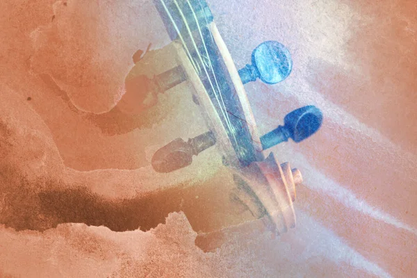 Vieux Violon Couché Sur Feuille Musique Concept Abstrait Musique Aquarelle — Photo