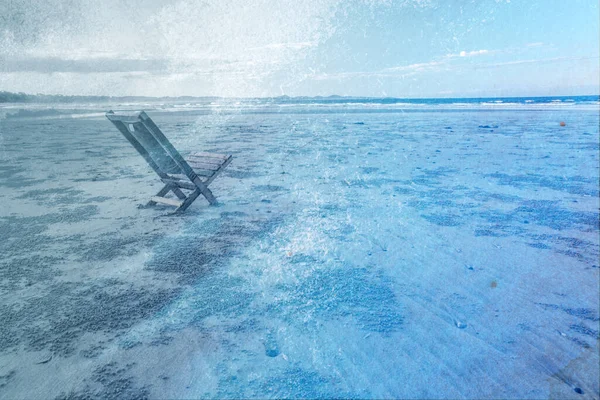 澳大利亚美丽热带海滩上的椅子 抽象的水彩画概念 — 图库照片