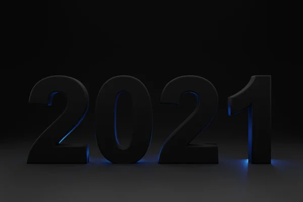 2021年新年快乐 数字横幅 3D渲染设计 — 图库照片