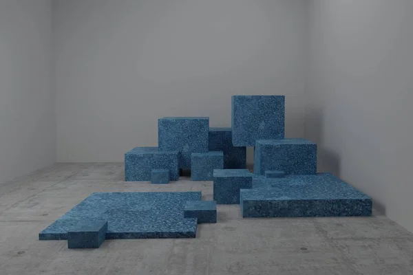 抽象的立方体现代室内设计 3D渲染 住宅概念 — 图库照片