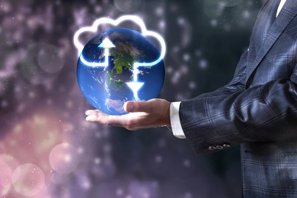 Cloud Computing Concept Wereldwijde Uitwisseling Communicatie Van Gegevens — Stockfoto