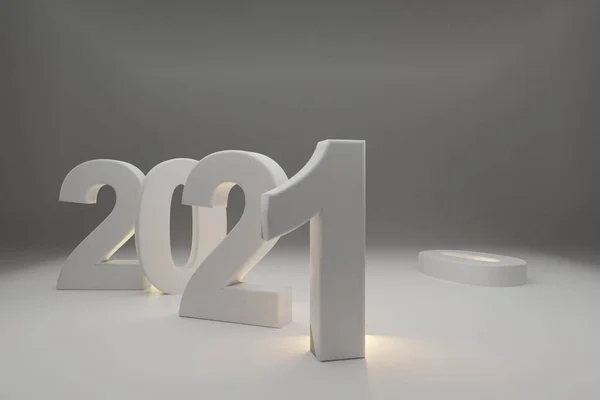 2021年新年快乐 数字横幅 3D渲染设计 — 图库照片