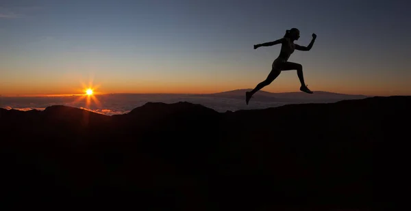 Runner Sunset Fitness Work Out Concept Silhouette — Stock Photo, Image