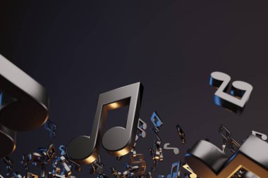 Müzik arkaplanı kavramı, notalar, 3B yorumlama