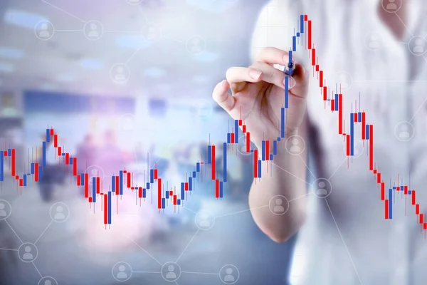 Commodity Forex Trading Technical Analysis Concept Candlestick Chart — Stock Photo, Image