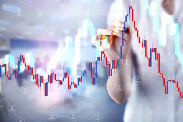 Råvara Forex Handel Teknisk Analys Koncept Med Ljusstake Diagram — Stockfoto