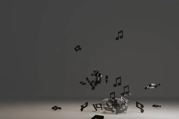 音符付きの音楽背景コンセプト 3Dレンダリング — ストック写真