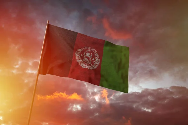 Flag Afghanistan Flying Wind Flag Pole Cloudy Day Rendering — Stock Photo, Image