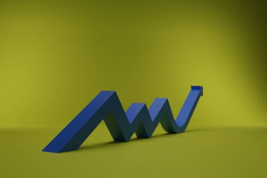 Stüdyonun arka planında 3 boyutlu büyüme grafiği var. Stratejik planlama ve yönetim fikriyle iş liderliği başarısı kavramı. 3B görüntüleme