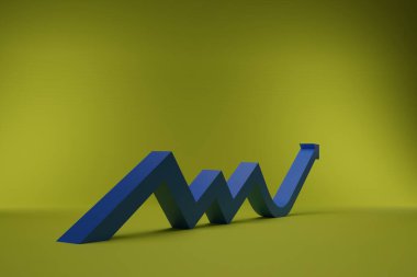 Stüdyonun arka planında 3 boyutlu büyüme grafiği var. Stratejik planlama ve yönetim fikriyle iş liderliği başarısı kavramı. 3B görüntüleme