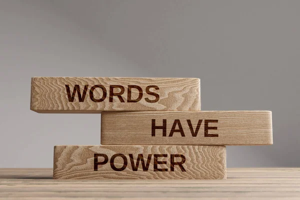 Words Have Power Wooden Blocks Balance Concept Wooden Concept — Stock Photo, Image