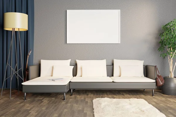 Moderno Interno Eco Stile Con Uno Spazio Poster Pianta Pavimento — Foto Stock